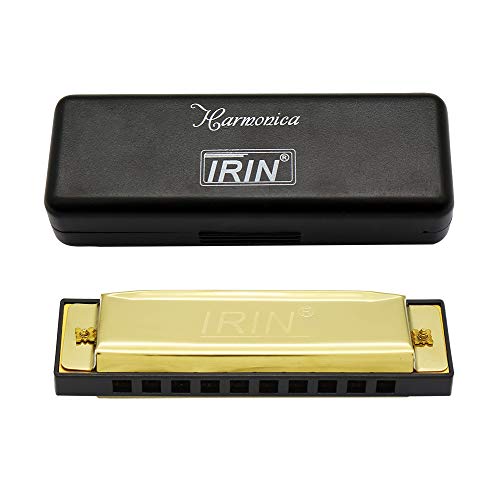 Startview Harmonica Key of C 10 Hole 20 Tone Harmonica C Blues with Case Top Grade Professional (Gold)