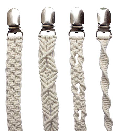 4 Pack Beige Macrame Pacifier Clips by Lubella Supply Company