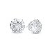Men's Sterling Silver Round Cut Clear Simulated Diamond 12mm Large CZ Stud Earrings + Cleaning Cloth