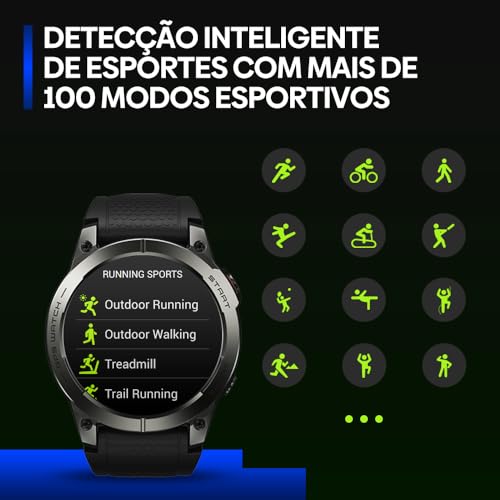 Zeblaze Smart Watch Stratos 3 Pro Relogio Inteligente Masculino Relógio Inteligente, GPS 100+, 5ATM a Prova d'Agua, Chamadas Bluetooth,Android Smart Watch for Android IOS