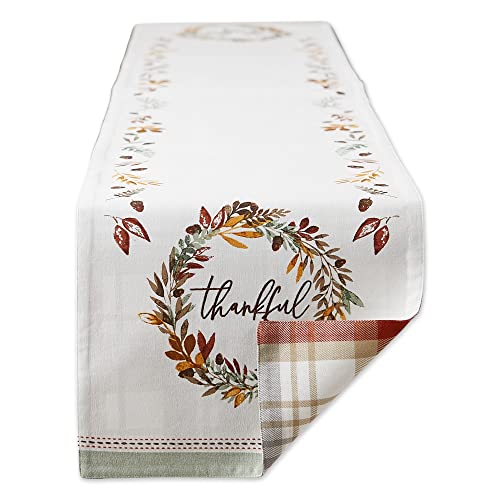 DII Thankful Autumn Collection Fall Tabletop Decoration, Reversible Table Runner, 14x108, Falls Bounty