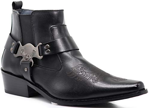 Enzo Romeo WT10 Men s Western Cowboy Motorcycle Ankle Boots (13 D(M) US, Black)