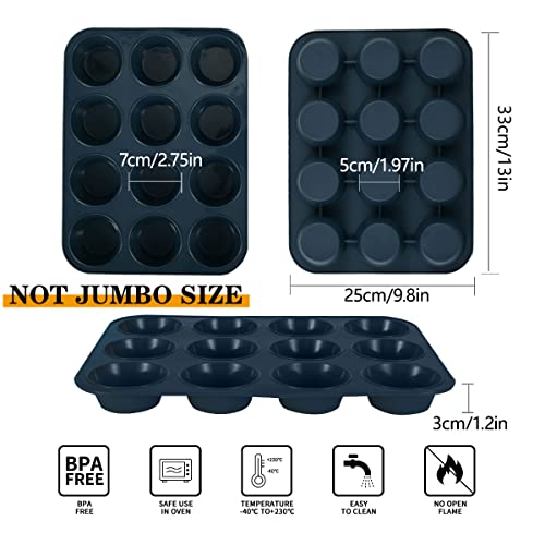 Vnray Silicone Muffin Baking Pan & Large Cupcake Tray 12 Cup Nonstick