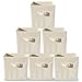 Six Beige Collapsible Storage Containers with Reinforced Bottom: Storage Bins That Slide Together for a Durable, Stylish Storage Cabinet – Drawer Organizer Includes Six Cubes – Two-Year Warranty