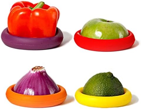 Food Huggers 100% BPA Free Reusable Pack of 4 Fruit &amp; Veg Savers Mason Jar Lids Mug Lid Cup by SageLite