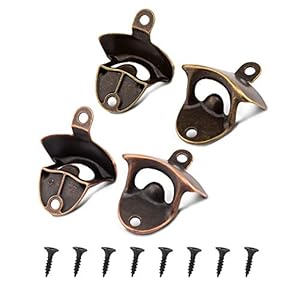 LUTER 4 Verpakkingen Wandhouder Voor Flesopener Rustiek Vintage Design Bieropener Met 8 Schroeven Voor Café-Keuken…