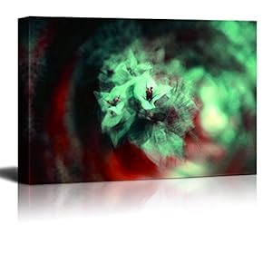 Canvas Wall Art - Abstract Green Flower - Modern Home Art Stretched and Framed Ready to Hang - 12x18 inches
