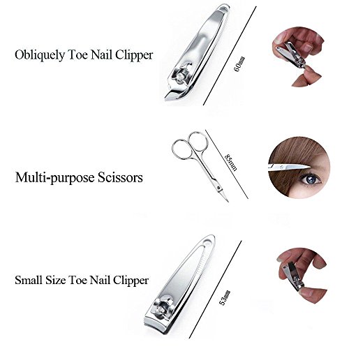 Nail Clippers set of 7 Pcs, YoJiSa Professional nail kits&manicure Pedicure Stainless Steel Nail Clippers set, Care Personal Nail Cutter Tweezers,Utility Grooming Kit with Portable Travel Case