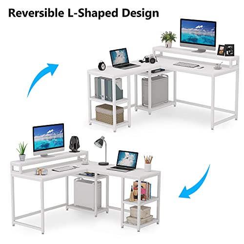 Tribesigns Reversible LShaped Desk with Monitor Stand, 59x55 inch
