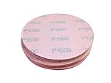 5 Inch 1500 Grit High Performance Hook and Loop Wet/Dry Auto Body Film Sanding Discs, 50 Pack