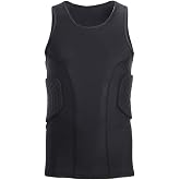 Topeter Padded Compression Shirt, Rib Protective Vest, Rash Guard Sports Training Tank Top, Underwear Jersey with Rib Pads