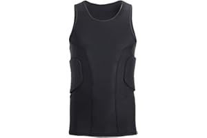 Topeter Men’s Padded Compression Shirt Sports Protective Vest Rash Guard Soccer Basketball Training Tank Top