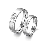His & Hers Matching Set 5MM / 4MM KEY AND LOCK Korean Style Titanium Couple Wedding Band Set (Available Sizes 5# to 10#) (Hers, 5.5)