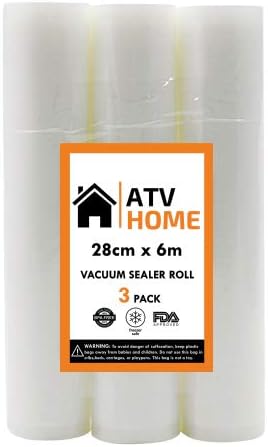 Vacuum Food Sealer Rolls 28cm x 6m 3 Pack