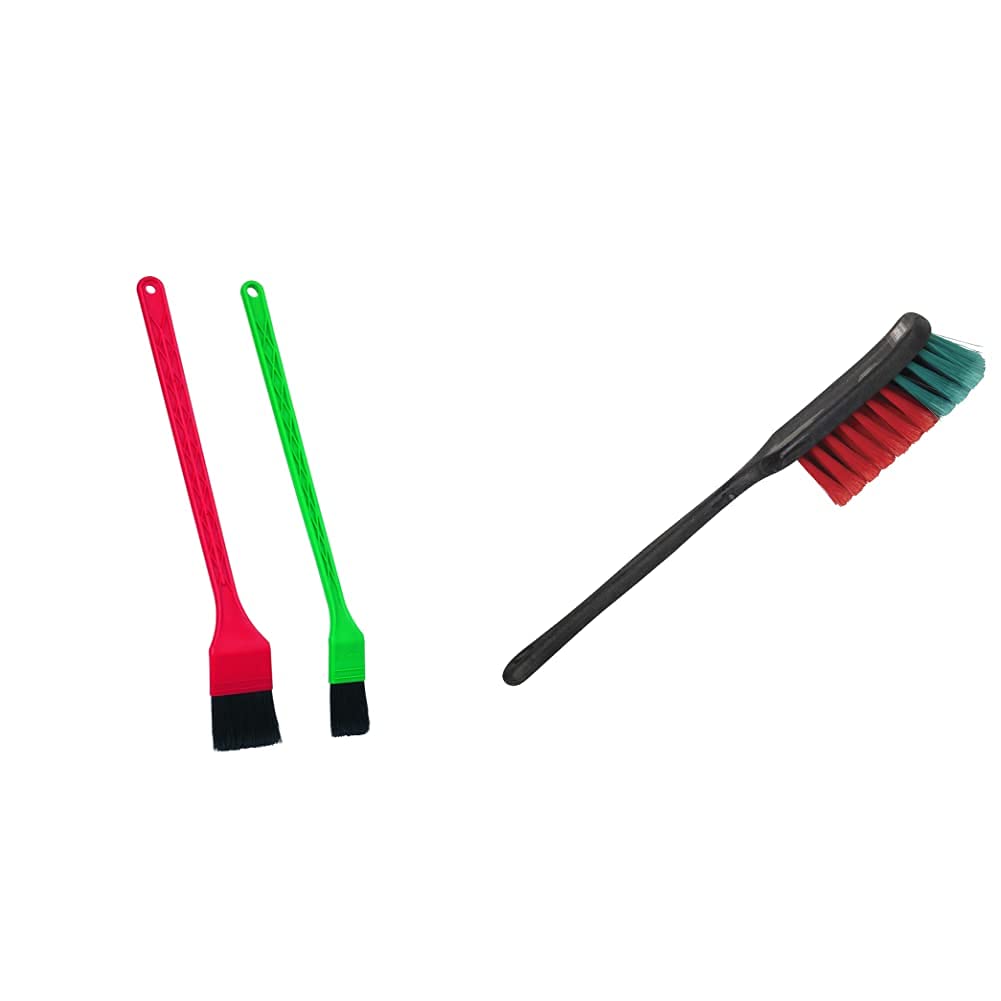 Vikan 556452 Detail Brush Set, Soft, 390 mm Length, 50 mm Width, 35 mm Height & 522252 Vehicle Brush with Long Handle, Soft/Split, Black, 420 mm Length, 65 mm Width, 65 mm Height