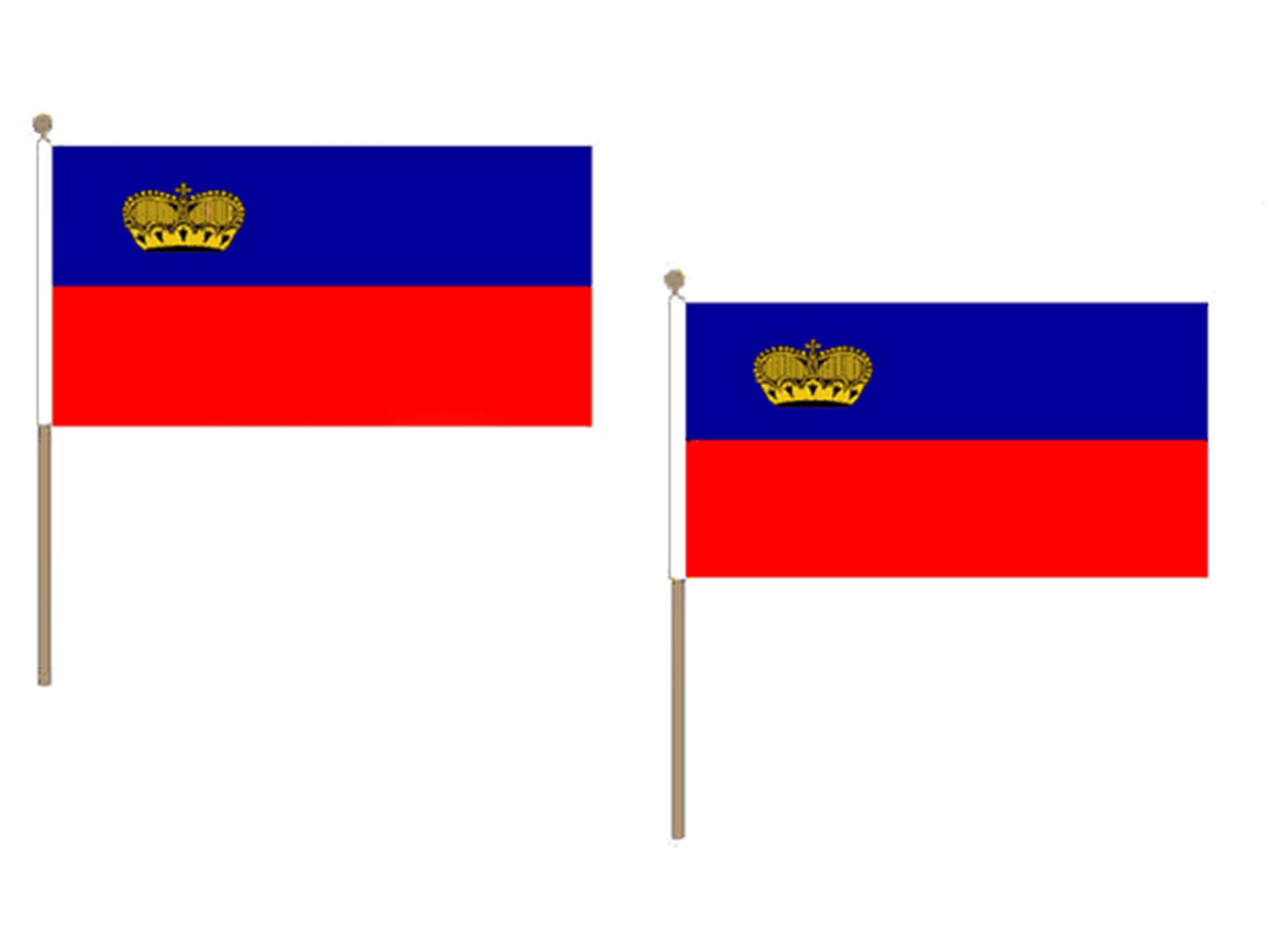 AZ FLAG Liechtenstein Flag 12'' x 18'' wood stick - Landtag flags 30 x 45 cm - Banner 12x18 in with pole