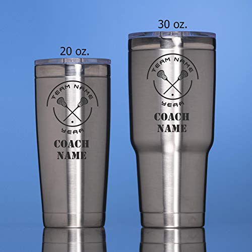 Personalized Coach Gift - Insulated Vacuum Sealed Sports Tumbler with Lid - Customized with Team Name, Coach Name, Year (Lacrosse, 20 oz)