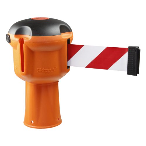 Orange Skipper Belt Barrier, Cone topper with 9m Red & White Retractable Tape