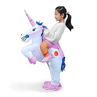 Linsion Inflatable Unicorn Costume Suit Halloween Cosplay Fantasy Air Blow Up Costume Adult/Kids(Child)