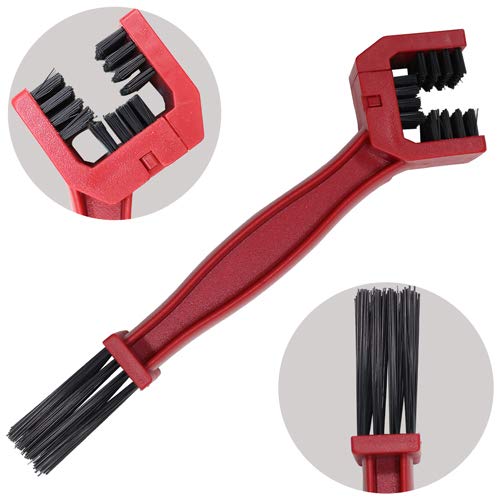 LEBOLIKE Durable Motorcycle & Bike Chain & Gears Maintenance Cleaning Brush Cleaner Tools - (Red)