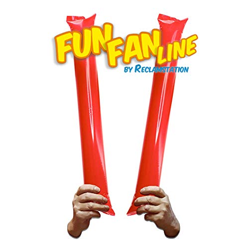 Fun Fan Line - 60 Pairs Bam Bam Thunder Sticks. Noise Makers for Sporting Events. Boom Sticks for Cheerleading. Noise Sticks for Stadium or Parties. (Red) - Thumbnail 7