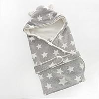 Hoomall Newborn Baby Wrap Swaddle Blanket Boys Girls Cute Cotton Plush Receiving Blanket Sleeping Bag for 0-12 Month Star Design