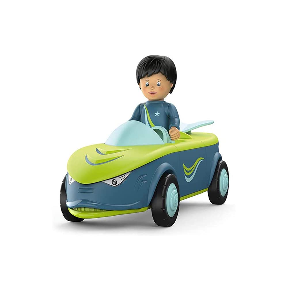 Toddys by siku 0105, Dave Divey, 3-piece vehicle with light and sound, Interconnectable, Includes movable toy figure, High-quality friction motor, Blue/Green, 12+ months