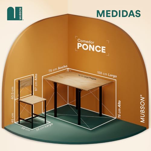 MUBSON Comedor 2 en 1 con 4 Sillas. Comedor Colapsable Ponce con Superficie de 120x78 cm. Mesa Plegable para 2 o 4 Personas. Mesa para Cocina, Hogar o Terraza. Antecomedor. Dining Table (Beige)