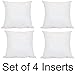 Pillowflex Set of 4 Premium Indoor/Outdoor Polyester Pillow Form Insert Hypoallergenic Stuffer (17 x 17 Inches)