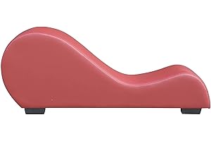 Container Furniture Direct Yoga Chaise Lounge Collection for Stretching & Relaxation Modern Faux Leather Curved Sofa, Living Room Bedroom Accent Piece, Regular, Red