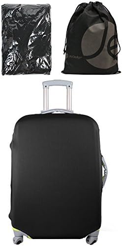 Stretch Fabric Luggage Cover, Fits Most Suitcases 18"-21" with Bonus Reusable Storage Bag (Black)