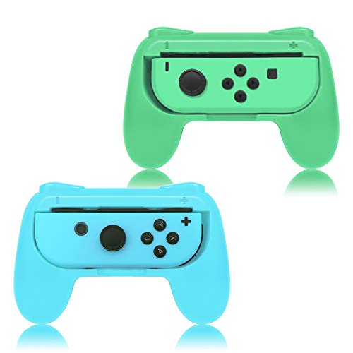 FYOUNG Hand Grips Compatible with Switch/Switch OLED Model Controllers, Grip Compatible with Switch Joy Con-Light Green and Blue(2 Packs)