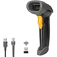 1D CCD 2.4G Wireless Bar Code Scanner Versatile 2 in 1 (Wireless+USB Wired), UNIDEEPLY Automatic Barcode Reader Scanner 196 Feet Indoor Transmission Distance, Scanning Gun for PC Computers, Black