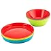 Plaskidy Kids Plastic Dinnerware Set of 24 Piece - Includes 4 Kids Plates and Bowls & Cups with Utensils Brightly Colored for Toddler & Kids - Kids Dishes Dishwasher/Microwave Safe Reusable BPA Free