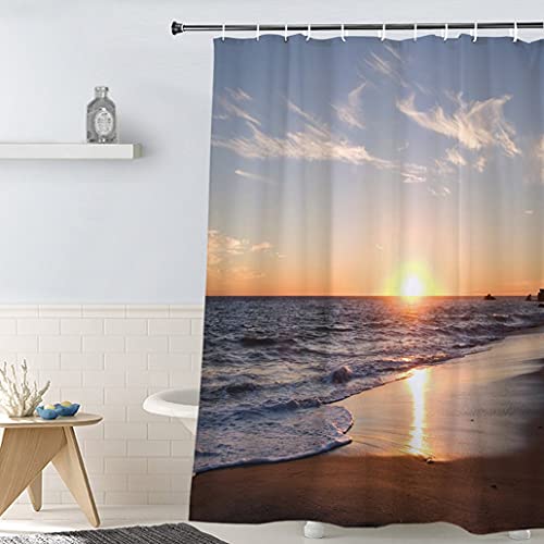 84 Inch Shower Curtain, Beach Sunset Extra Long Shower Curtain Set