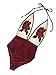 Famulily Women's Embroidery Rose Sheer Mesh One Piece Swimsuit Beahwear Small