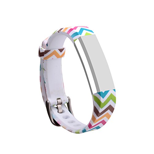 I-SMILE Newest Replacement Wristband With Secure Clasps for Fitbit Alta Only(No tracker, Replacement Bands Only) (Rainbow waves)