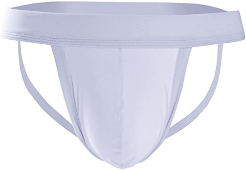 YKC Men's Jockstrap Athletic Supporter Performance Sexy Gay Underwear Briefs White Large