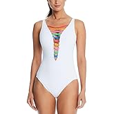 Bleu Rod Beattie Women's Core-Lace-Down Mio One-Piece Swimsuit (White Multi, 8)
