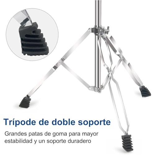 Soporte de Platillos Recto y Boom, soporte para platillos de dos patas, altura y ángulo ajustables, antideslizante y estable, adecuado para todos los tamaños de toallitas