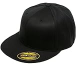 Original Blank Flexfit Flatbill Premium Fitted 210 Hat Cap Flex Fit Flat Bill Large/Xlarge - Black