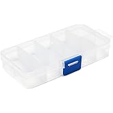 MroMax Small 10 Grids Clear Plastic Organizer Box Craft Storage with Adjustable Dividers, PP Organizer Box for Beads Organizer Art DIY Crafts Jewelry Fishing Tackles