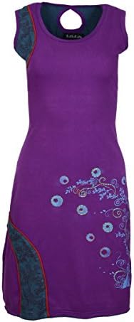 LADIES SLEEVELESS DRESS WITH EMBROIDERY WORK - PEEPAL (Purple-1051-XL