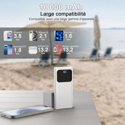 Batterie Externe 10000mAh, 22.5W Power Bank Charge Rapide Ultra Mince — photo 7 sur 7