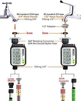 Crosofmi Sprinkler Timer With 3 Separate Watering Programs And Rain Auto Sensor Function Garden Lawn Hose Faucet Water Timer Irrigation System Controller Child Lock Rain Barrel 3 5 Hd Screen Amazon Sg Home