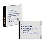 600mA, 3.6V Replacement Li-Ion Battery for Olympus