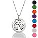 Essential Oil Diffuser Necklace Tree of Life Stainless Steel Aromatherapy Locket Pendant with Adjustable 21.5
