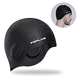 TOPLUS Swim Cap, Lightweight Silicone Solid Swimming Caps with 3D Ergonomic Design Ear Pockets for All Ages and All Hair Lengths, Great Elasticity and No Deformation, Comes With Nose Clip & Ear Plugs