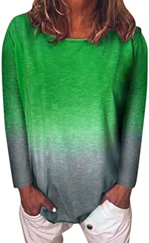 FeiBeauty 🔅 Women Casual Long Sleeve T-Shirt Fashion Round Neck Color Block Tunic Tops Shirts Loose Blosues Plus Size S-5XL