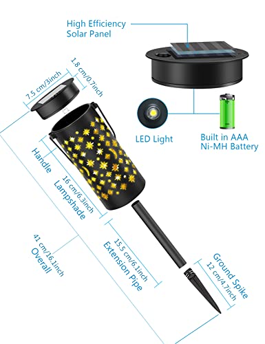 Pathway Solar Light Outdoor Garden, VAABZZ Garden Light with Warm White LED Lights, Waterproof Star and Moon Light for Outdoor Garden, Driveway, Lawn, Patio, Yard and Christmas Decoration(4 Pack)